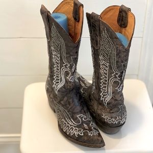 Black Old Gringo Swarovski crystal Eagle boots